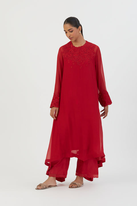 Kavya Kurta and Pant-Red