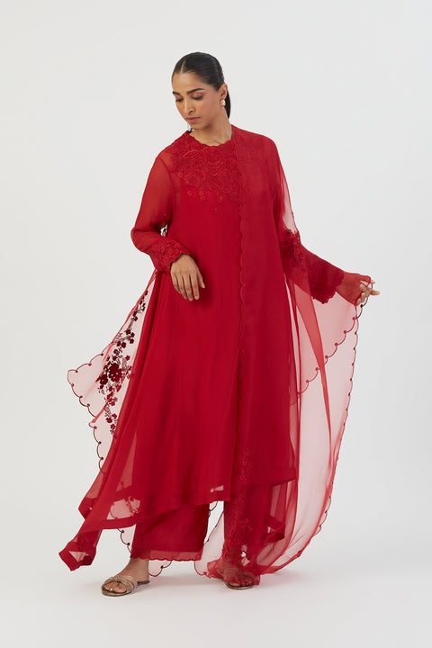 Kavya Kurta and Pant-Red