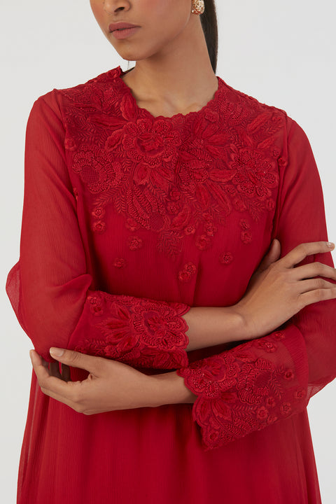 Kavya Kurta and Pant-Red