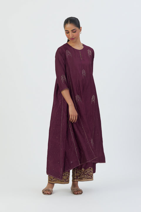 Sujata Kurta and Pant-Wine