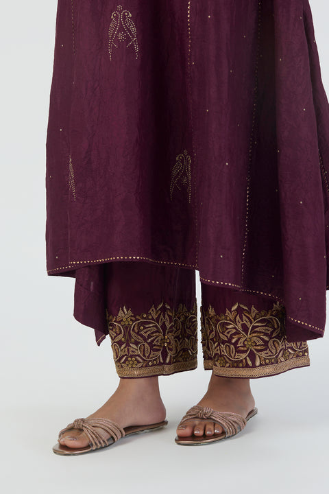 Sujata Kurta and Pant-Wine