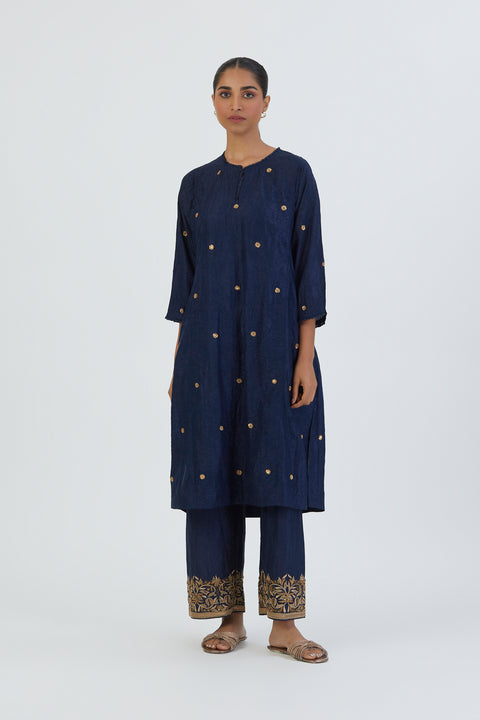 Zara Kurta and Pant-Deep Blue