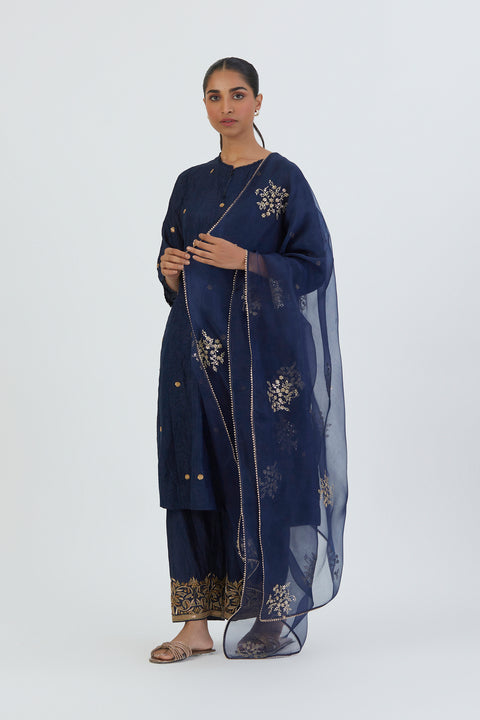Zara Kurta and Pant-Deep Blue