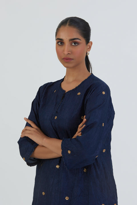 Zara Kurta and Pant-Deep Blue