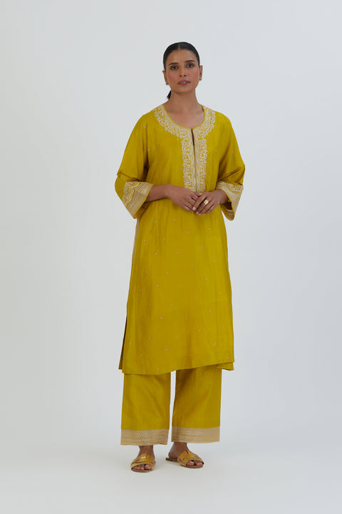 Zehra Kurta and Pant-Lime Green