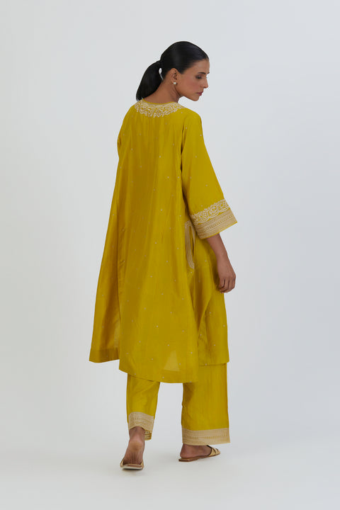 Zehra Kurta and Pant-Lime Green