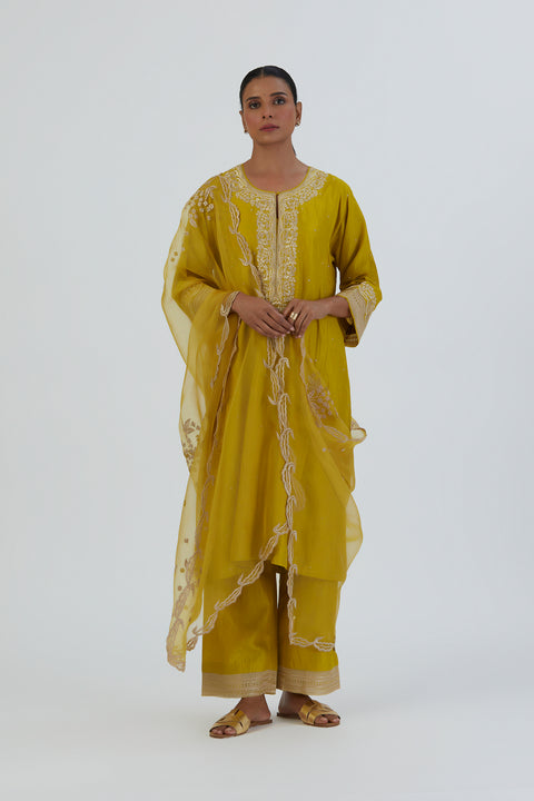 Zehra Kurta and Pant-Lime Green