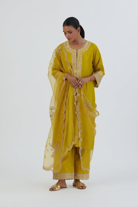 Reeni Dupatta-Lime Yellow