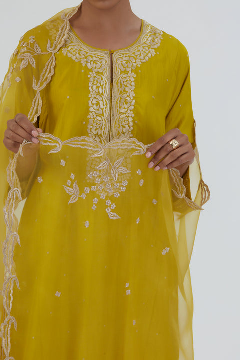 Reeni Dupatta-Lime Yellow