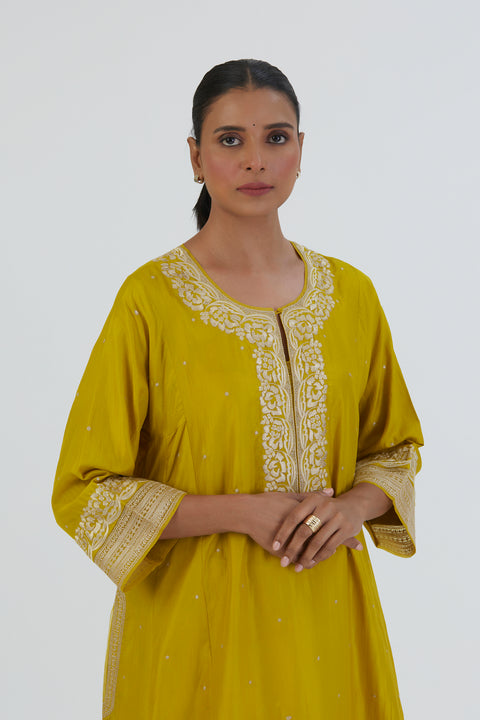 Zehra Kurta and Pant-Lime Green