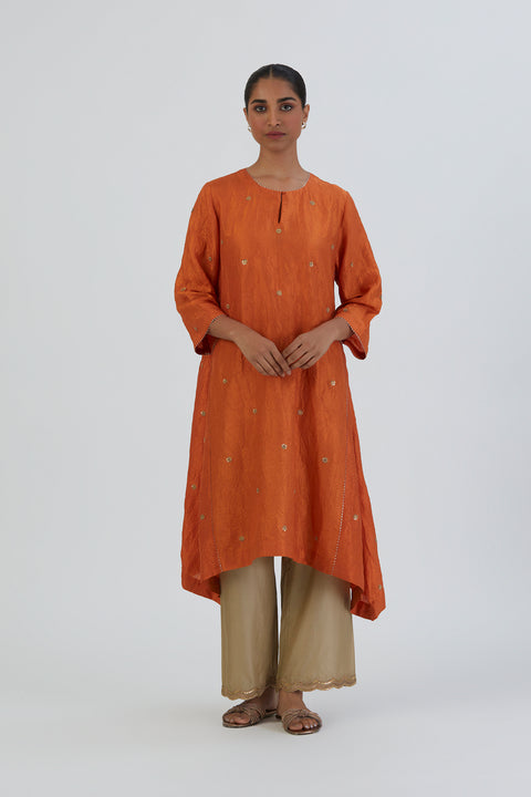 Meer Kurta and Pant-Burnt Orange
