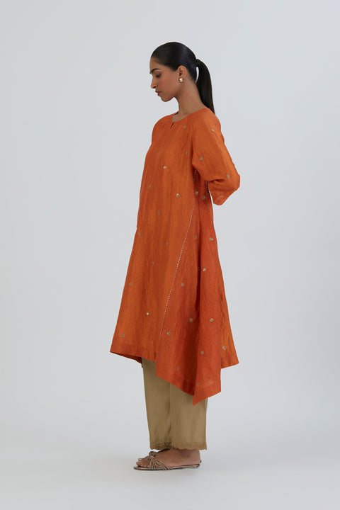 Meer Kurta and Pant-Burnt Orange