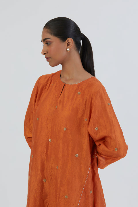 Meer Kurta and Pant-Burnt Orange