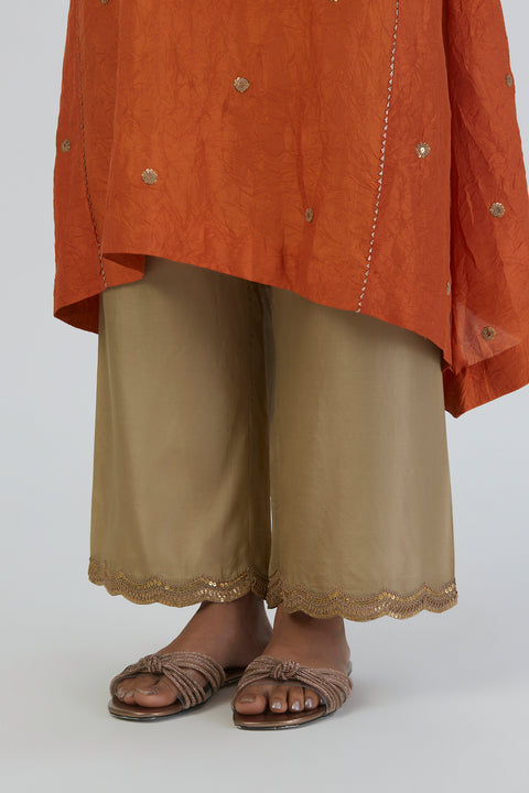 Meer Kurta and Pant-Burnt Orange