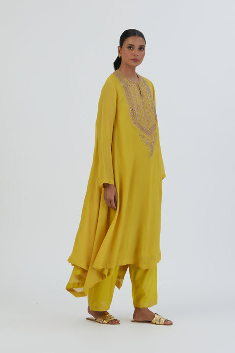Zoya Kurta and Pant-Lime Yellow