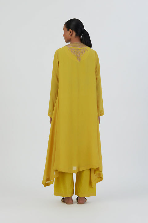 Zoya Kurta and Pant-Lime Yellow