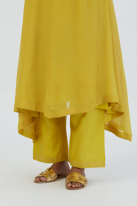 Zoya Kurta and Pant-Lime Yellow