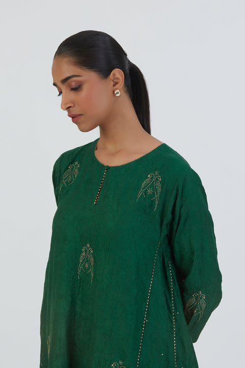 Sujata Kurta and Pant-Dark Green