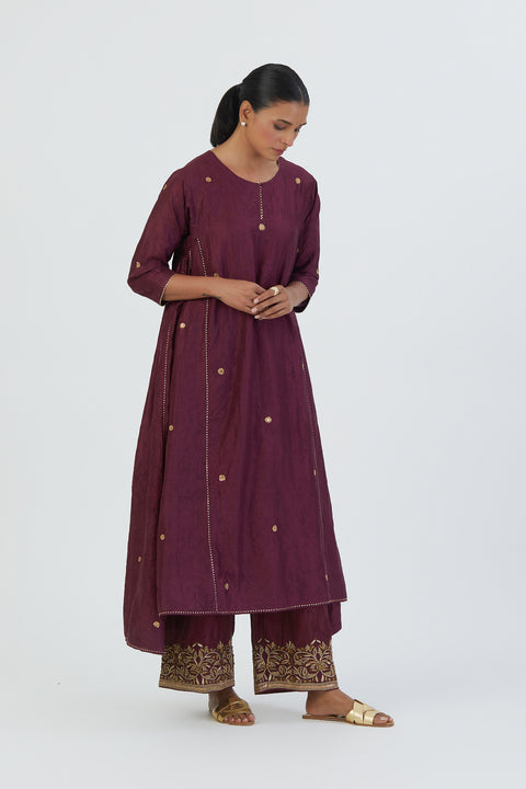 Meer Kurta and Pant-Wine