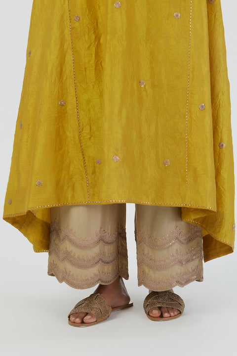 Meer Kurta and Pant-Lime yellow