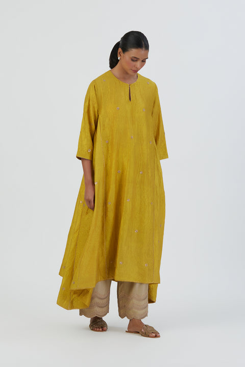 Meer Kurta and Pant-Lime yellow