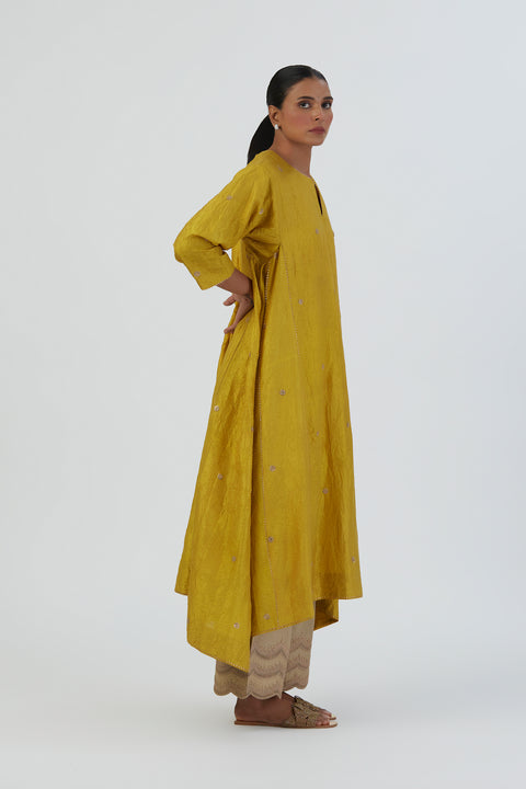 Meer Kurta and Pant-Lime yellow