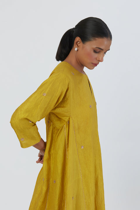 Meer Kurta and Pant-Lime yellow