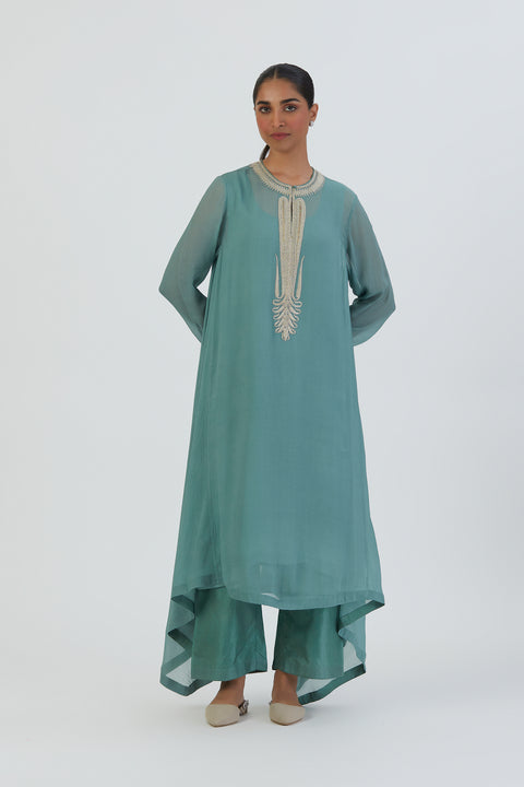 Razia Kurta and Pant-Turquoise