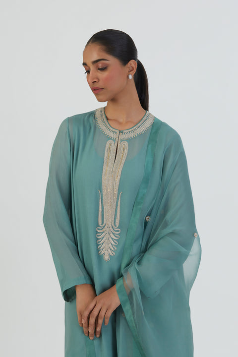 Razia Kurta and Pant-Turquoise