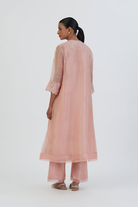 Prisha Kurta and Pant-Salmon Pink