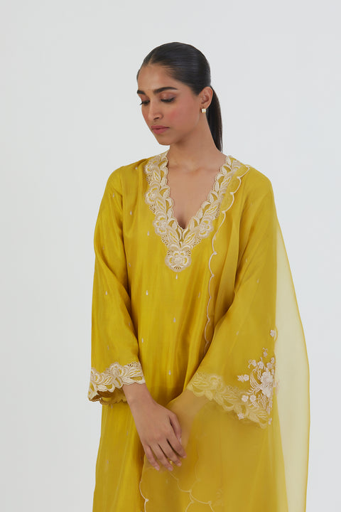 Nira Dupatta-Lime Yellow