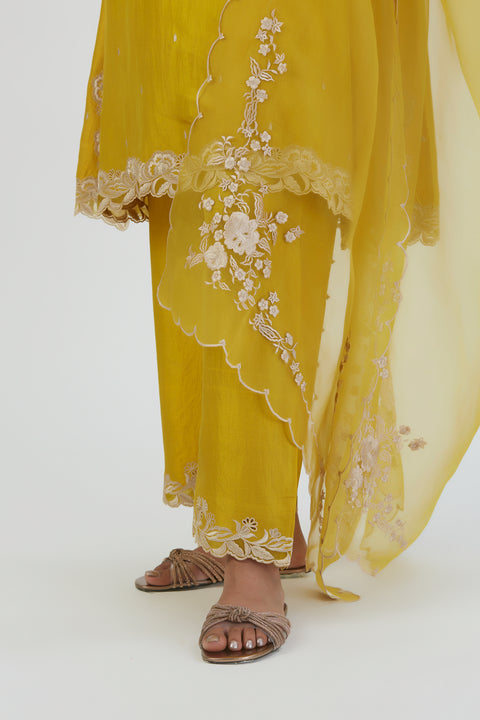 Nira Dupatta-Lime Yellow