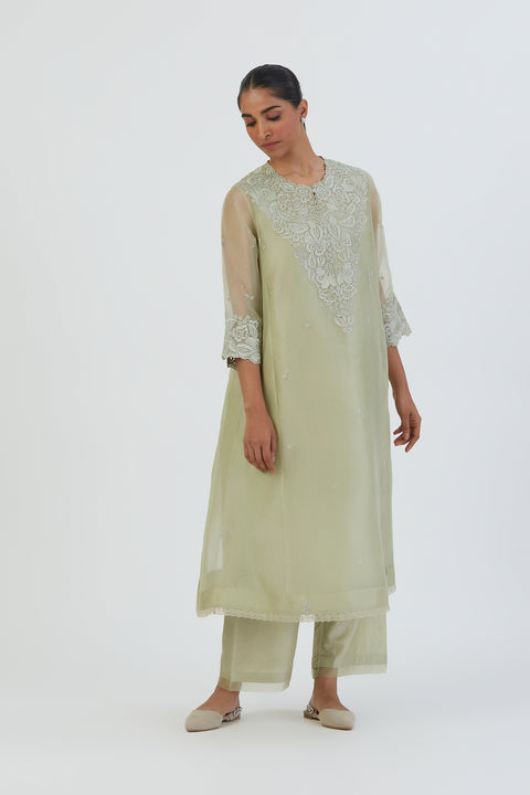 Prisha Kurta and Pant-Sea green