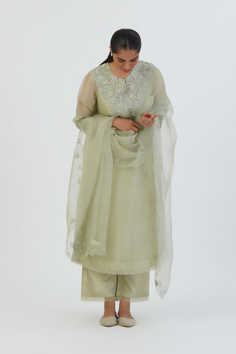 Prisha Kurta and Pant-Sea green