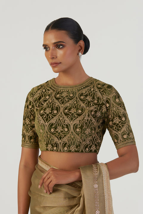 Preet Blouse-Mehendi Green