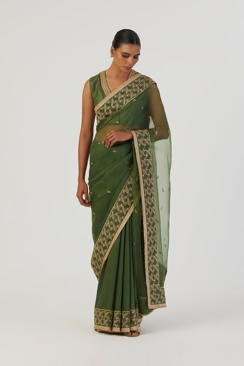 Parineeta Saree-Green