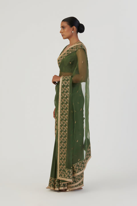 Parineeta Saree-Green