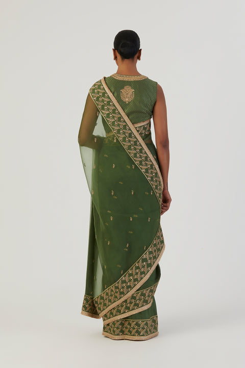 Parineeta Saree-Green