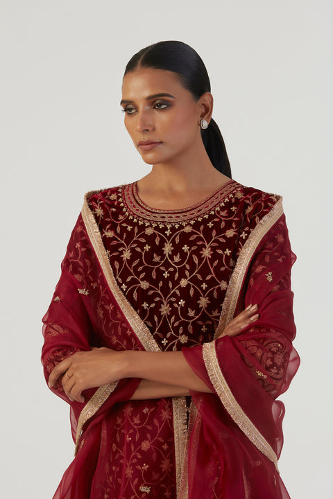 Nia Dupatta-Deep Red