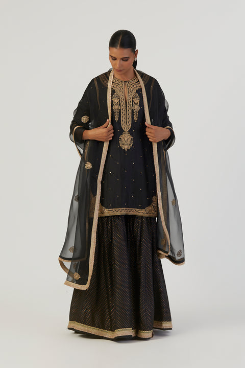 Sajal Kurta and Sharara-Black
