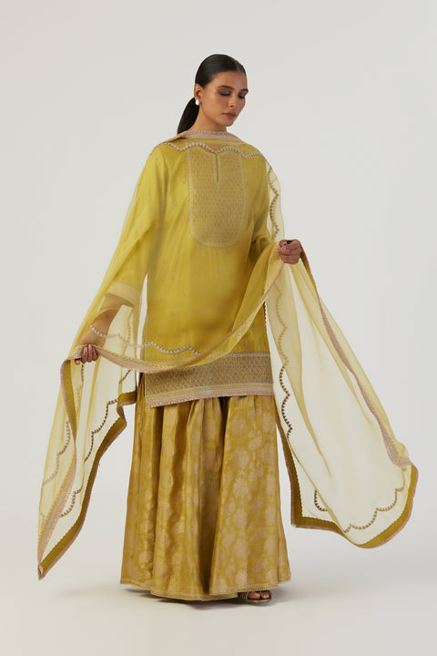 Bela Dupatta-Lime Green