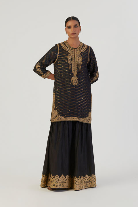 Ivrati Kurta and Sharara-Black