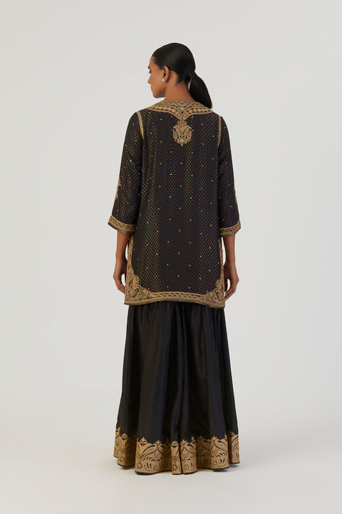 Ivrati Kurta and Sharara-Black