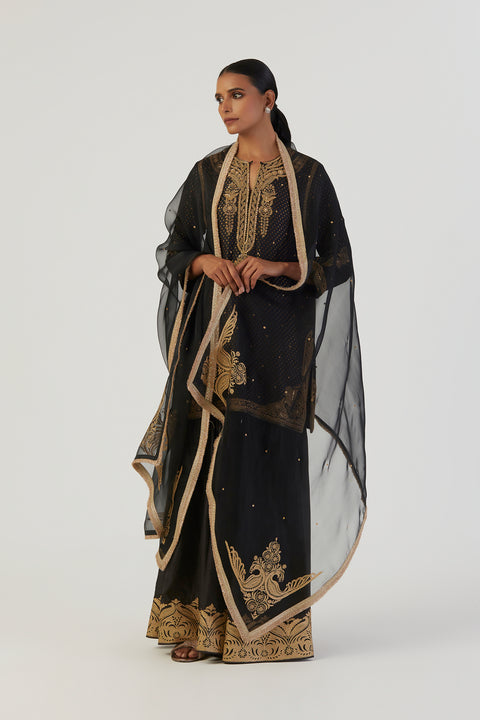 Ivrati Kurta and Sharara-Black