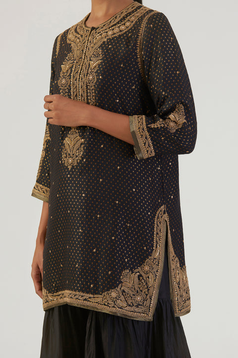 Ivrati Kurta and Sharara-Black