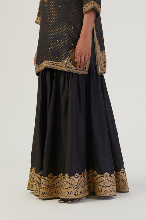 Ivrati Kurta and Sharara-Black