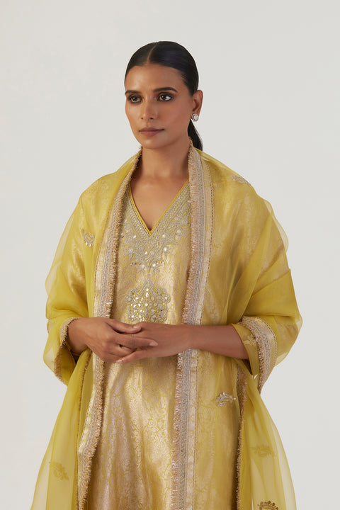 Kaari Dupatta-Lime Green