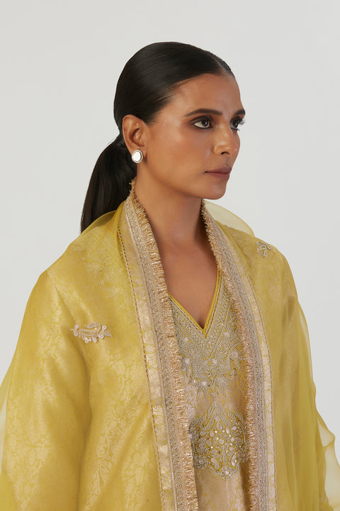 Kaari Dupatta-Lime Green