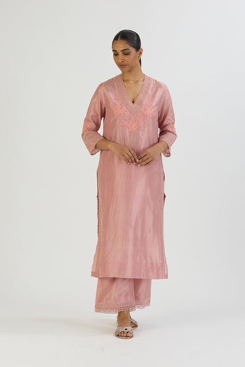Aastha Kurta and Pant-Salmon Pink
