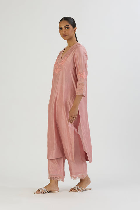 Aastha Kurta and Pant-Salmon Pink